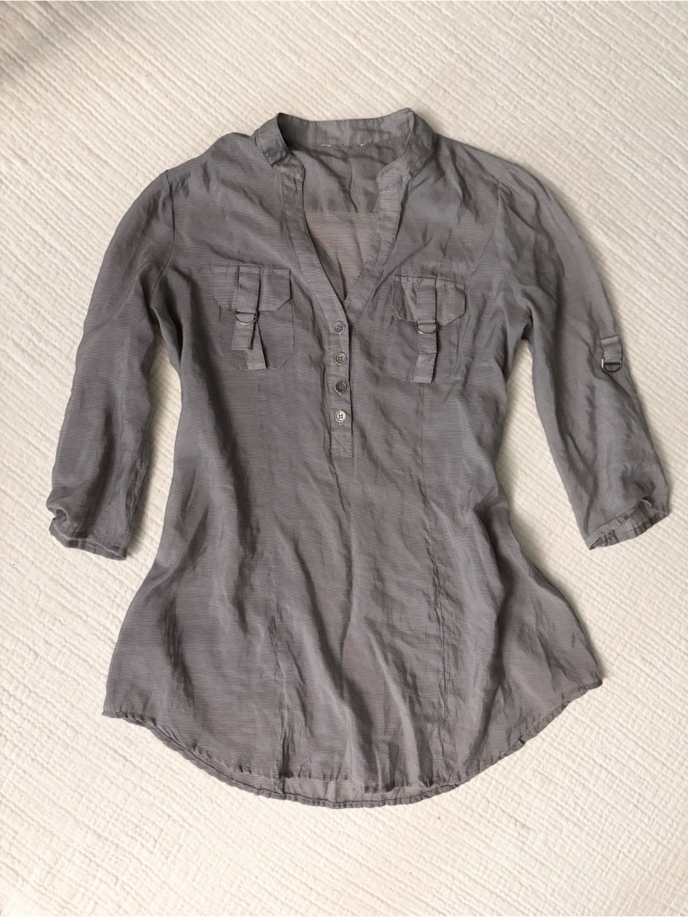 grey striped utility henley top